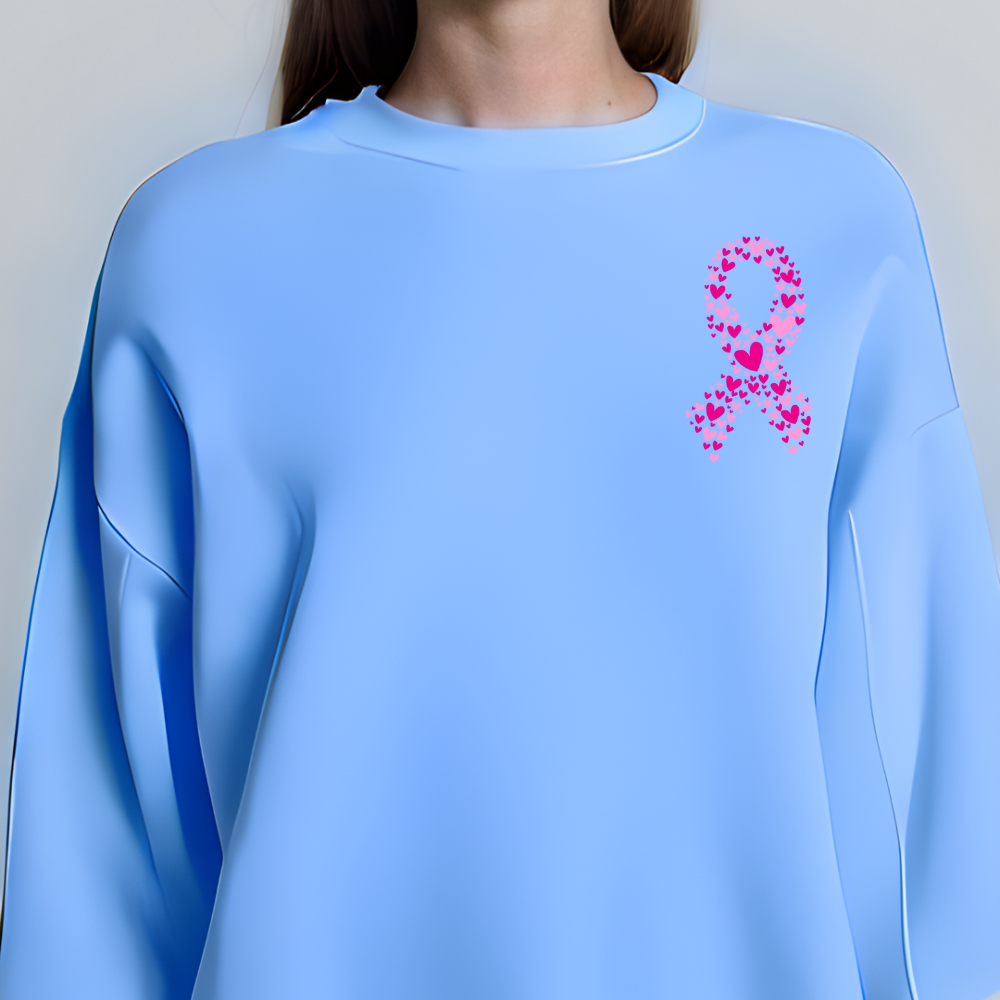 Pink Heart Ribbon Sweatshirt – Breast Cancer Awareness Gift | Support, Strength & Hope for Fighters, Survivors & Loved Ones