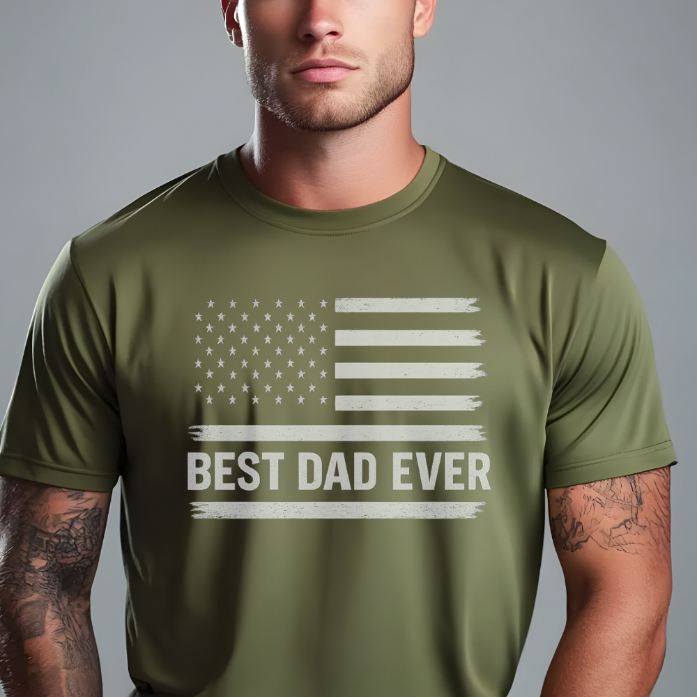 Best Dad Ever T-Shirt – American Flag Patriotic Shirt for Dad | Father’s Day or Birthday Gift