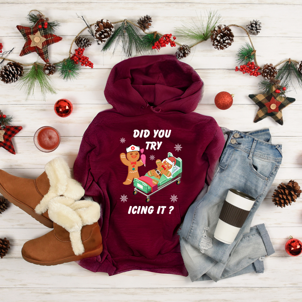 Funny Holiday Tee - 'Did You Try Icing It?' - Cozy Sweatshirt for Christmas T-Shirt, Sweatshirt, Hoodie