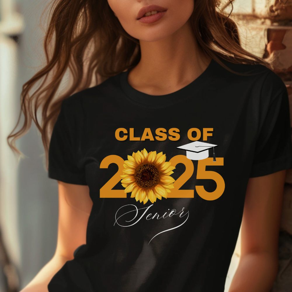 Class of 2025 Sunflower Graduation T-Shirt – Gildan G500 Heavy Cotton Tee