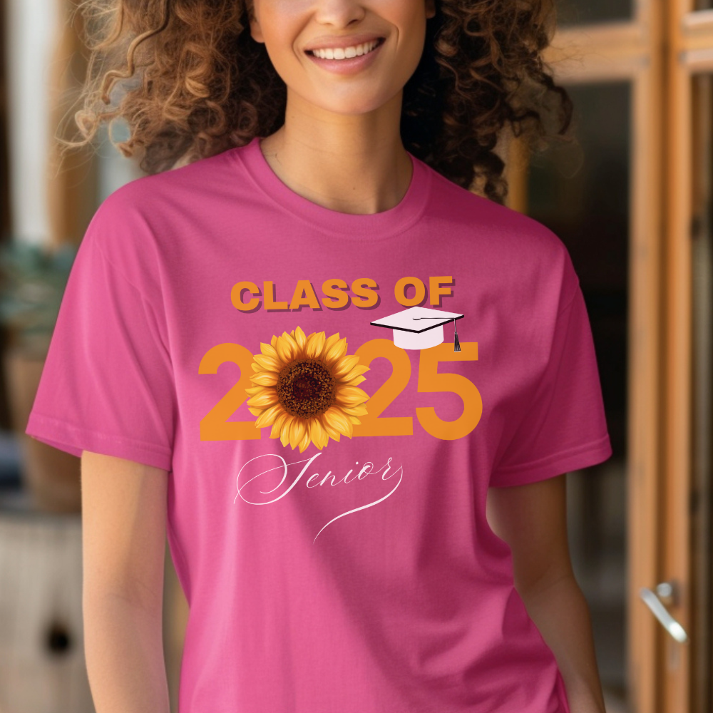Class of 2025 Sunflower Graduation T-Shirt – Gildan G500 Heavy Cotton Tee