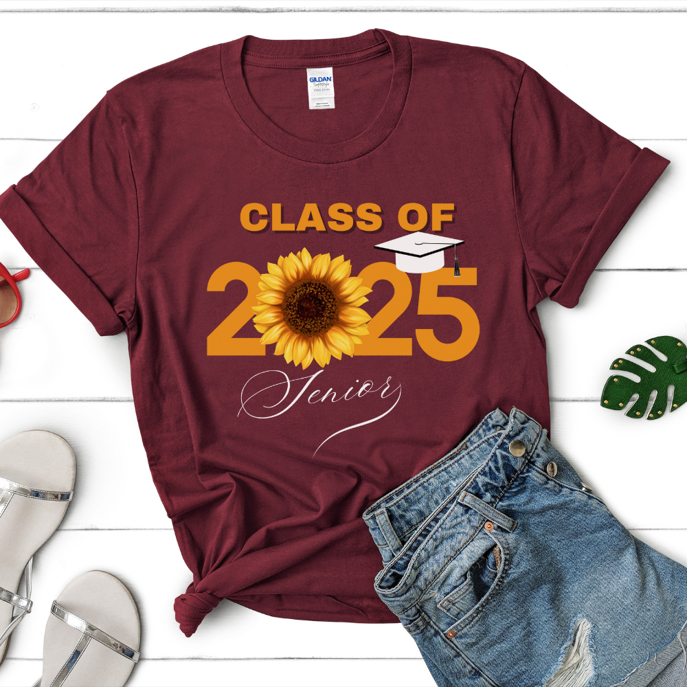 Class of 2025 Sunflower Graduation T-Shirt – Gildan G500 Heavy Cotton Tee