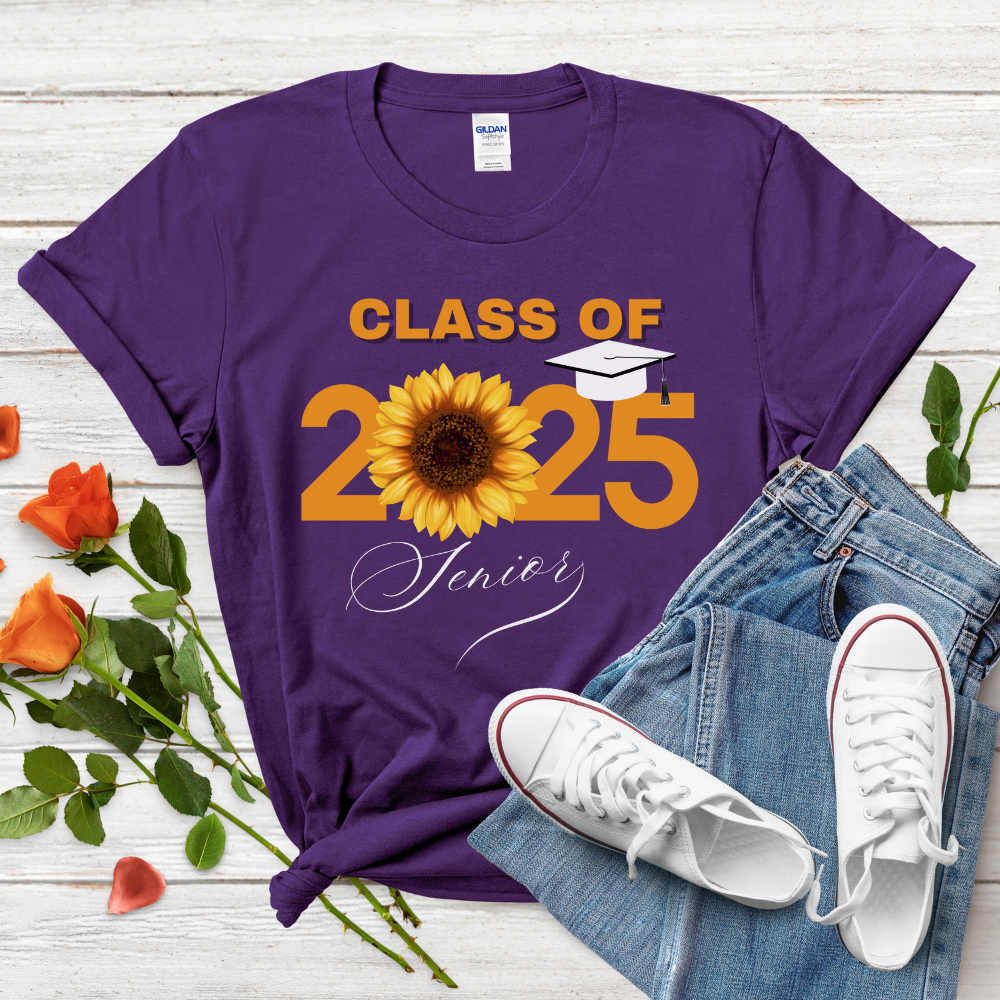 Class of 2025 Sunflower Graduation T-Shirt – Gildan G500 Heavy Cotton Tee