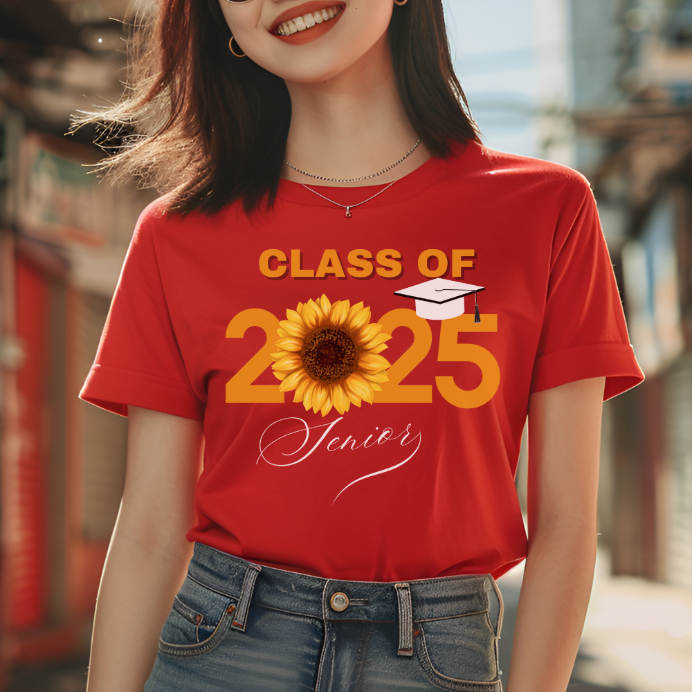 Class of 2025 Sunflower Graduation T-Shirt – Gildan G500 Heavy Cotton Tee