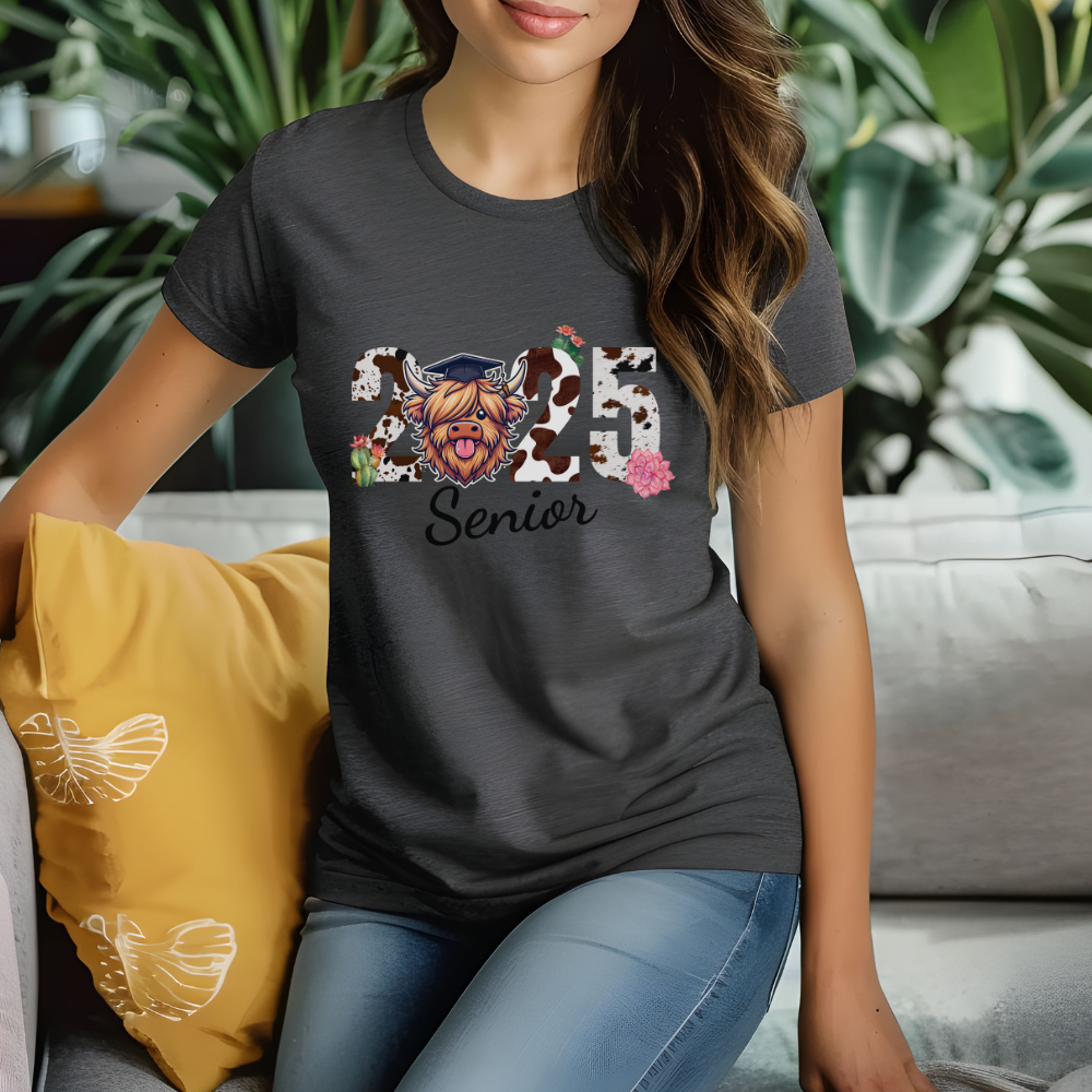 2025 Highland Cow Graduation T-Shirt – Gildan G500 Tee | Class of 2025 Senior Gift