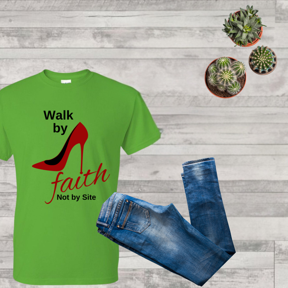 Walk By Faith T-Shirt – Inspirational Christian Apparel for Women, Faith-Based Graphic Tee