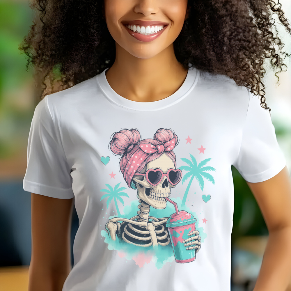 Skeleton Girl T-Shirt | Trendy Halloween Graphic Tee for Teen Girls & Women