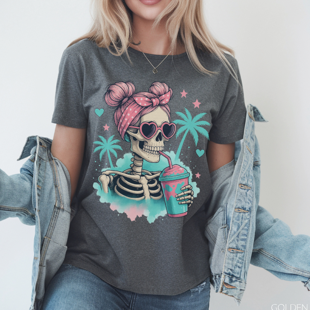 Skeleton Girl T-Shirt | Trendy Halloween Graphic Tee for Teen Girls & Women