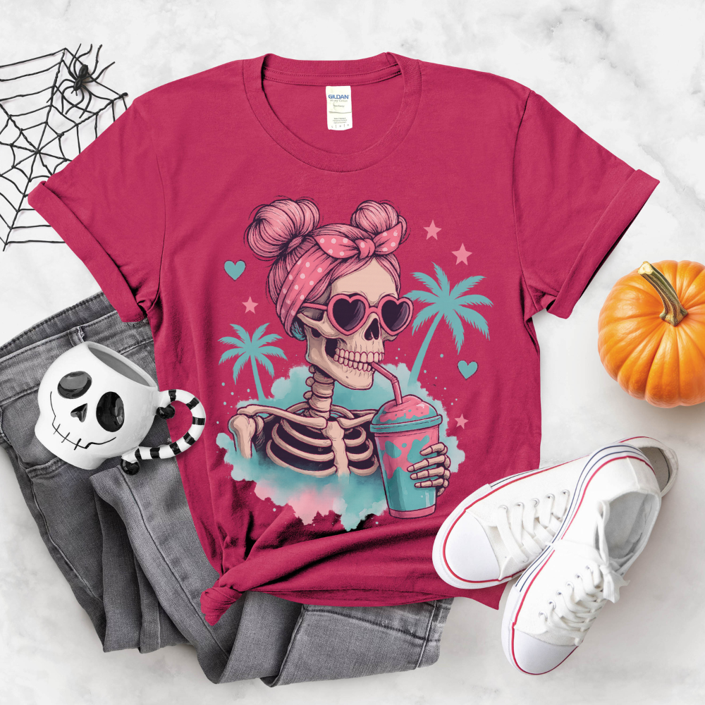 Skeleton Girl T-Shirt | Trendy Halloween Graphic Tee for Teen Girls & Women