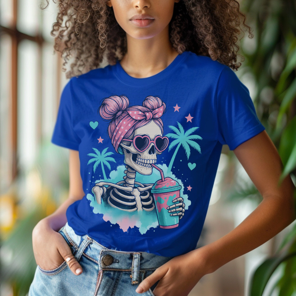 Skeleton Girl T-Shirt | Trendy Halloween Graphic Tee for Teen Girls & Women