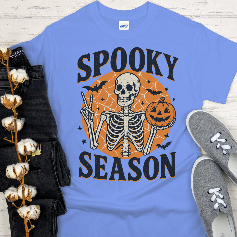 Spooky Season Skeleton T-Shirt | Trendy Halloween Graphic Tee for Teen Girls & Women