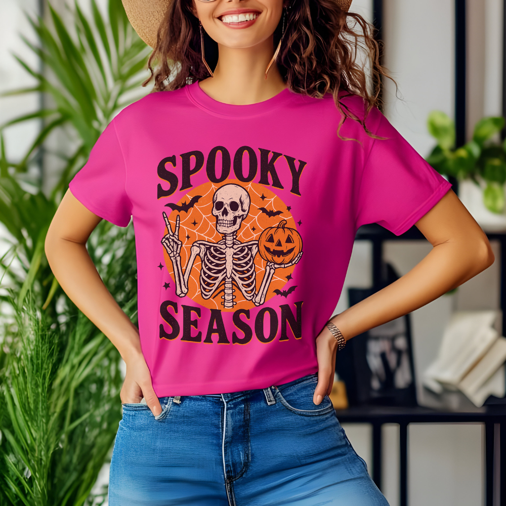 Spooky Season Skeleton T-Shirt | Trendy Halloween Graphic Tee for Teen Girls & Women