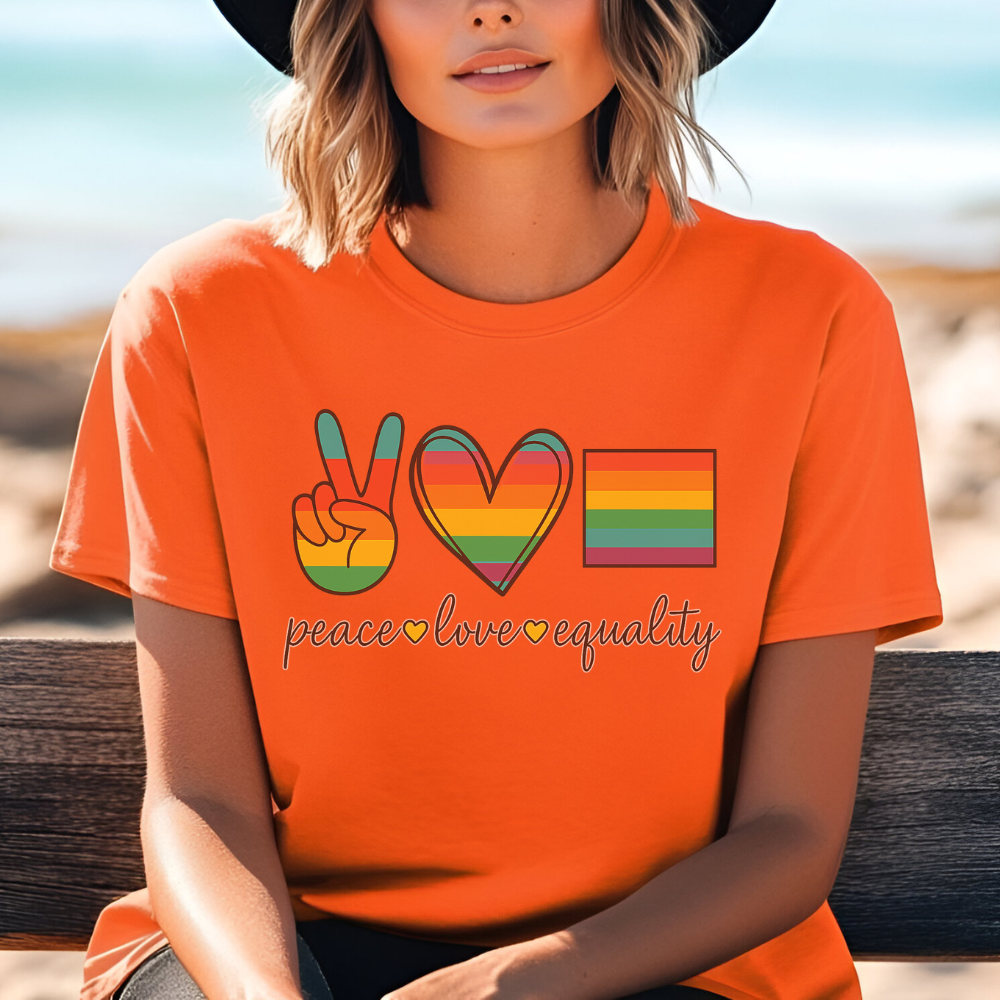 Peace Love Equality T-Shirt | Rainbow Pride Graphic Tee | LGBTQ+ Support Shirt