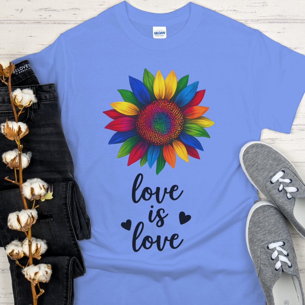 Love Is Love Rainbow Sunflower T-Shirt |Pride Graphic Tee | Colorful Unisex Shirt
