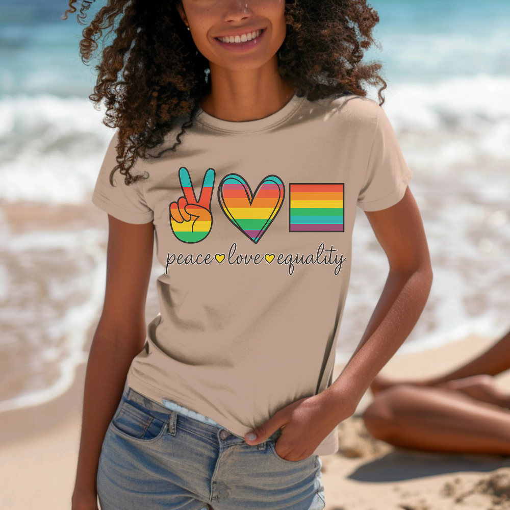 Peace Love Equality T-Shirt | Rainbow Pride Graphic Tee | LGBTQ+ Support Shirt