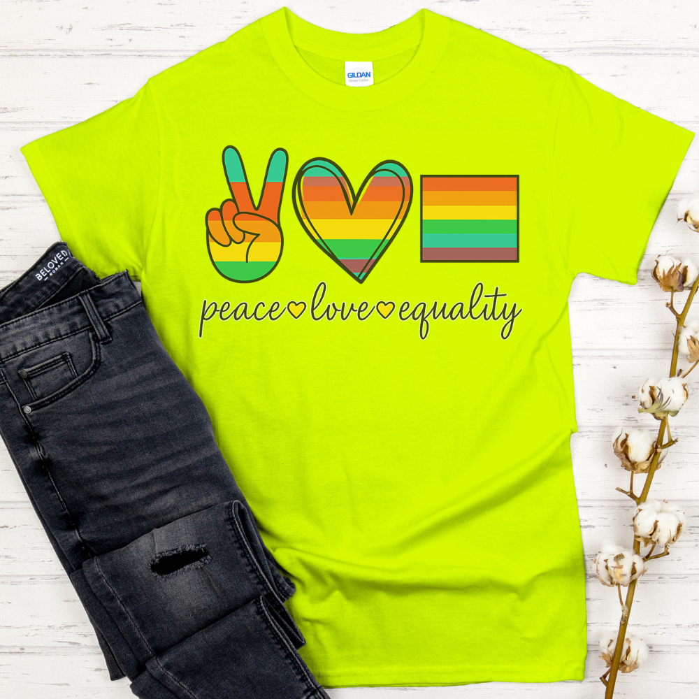 Peace Love Equality T-Shirt | Rainbow Pride Graphic Tee | LGBTQ+ Support Shirt