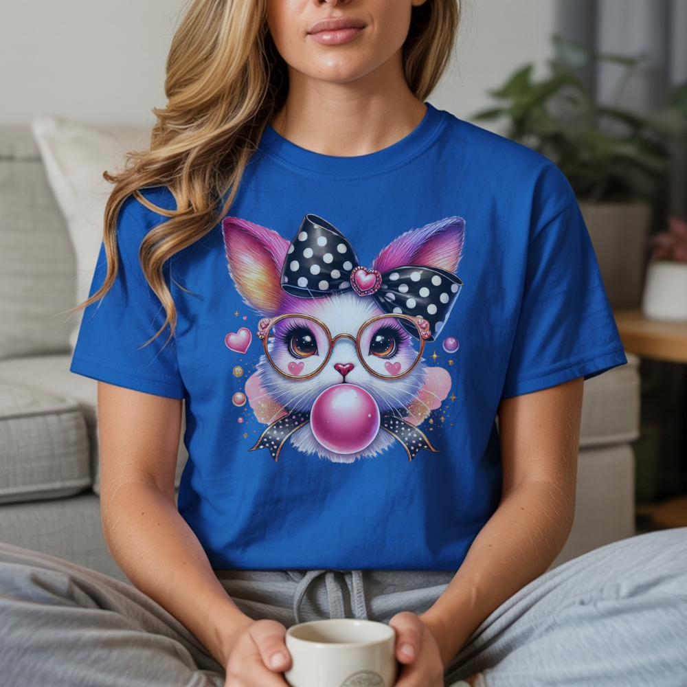 Bunny Blowing Bubble T-Shirt - Cute Graphic Tee