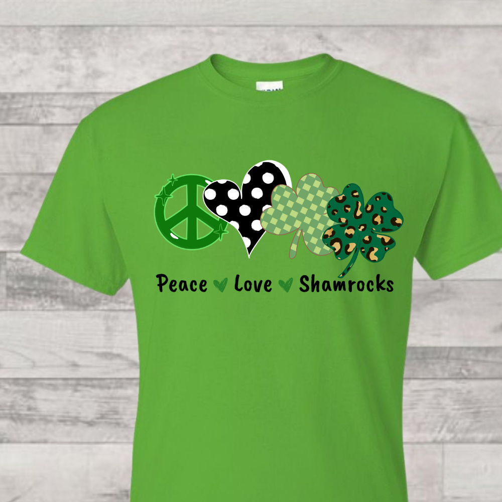 Peace Love Shamrocks T-Shirt - St. Patrick's Day Tee