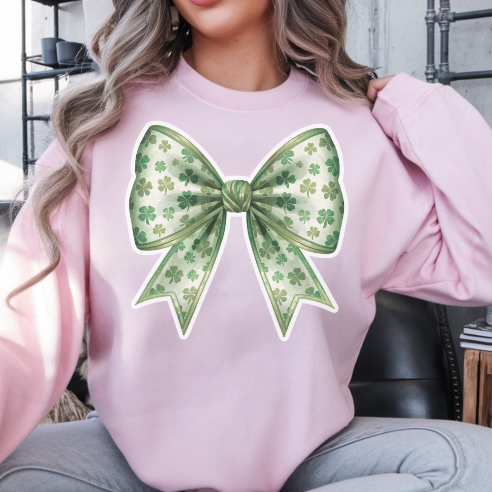 St Patrick's Day Bow Sweatshirt - Festive Crewneck Pullover