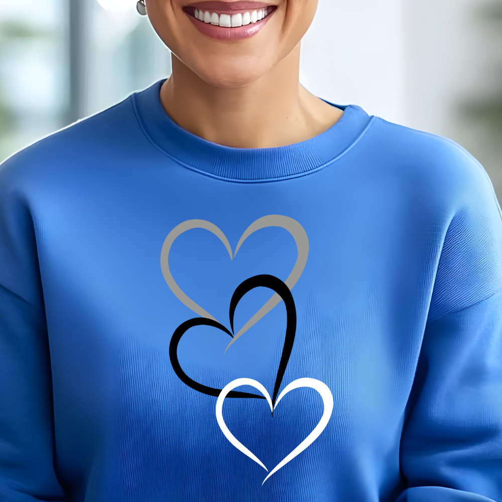 Triple Heart Sweatshirt - Valentine's Day Love Pullover