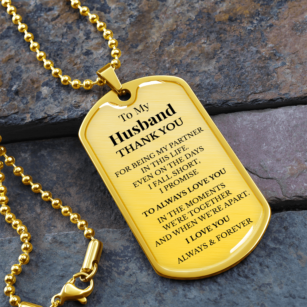 To My Husband Dog Tag Necklace – Luxury Love Message Necklace Gift for Him