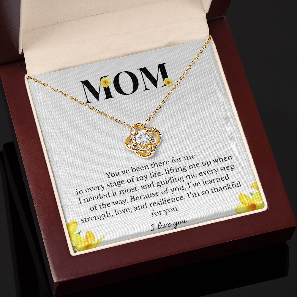 Mom Love Knot Necklace | Cubic Zirconia Pendant | Jewelry Gift for Her