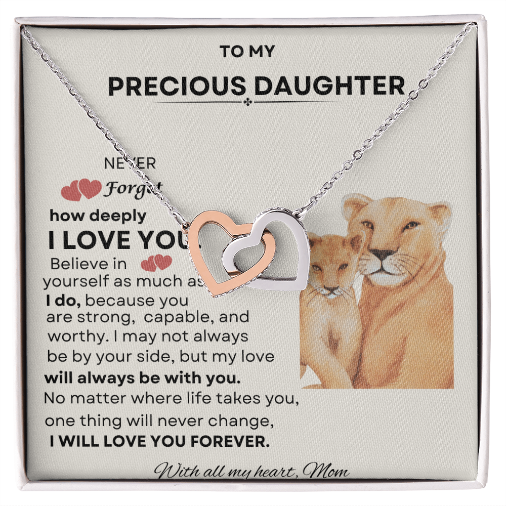 To My Precious Daughter Interlocking Heart Necklace – Meaningful Gift from Mom