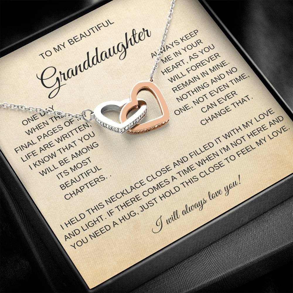 To My Beautiful Granddaughter Interlocking Heart Necklace