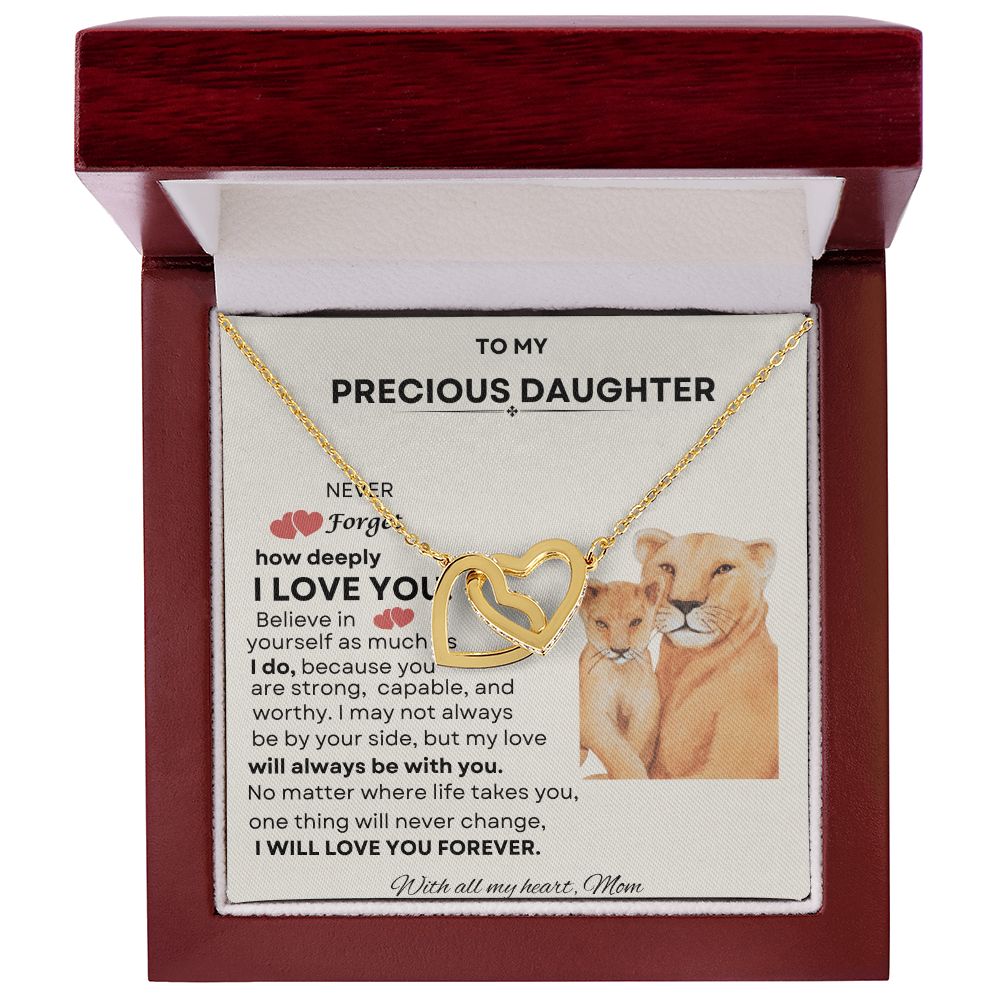 To My Precious Daughter Interlocking Heart Necklace – Meaningful Gift from Mom