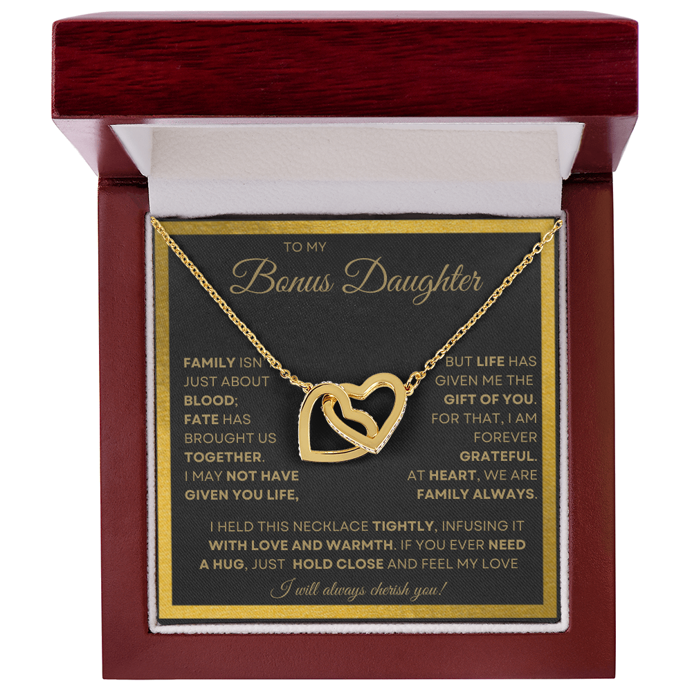 To My Bonus Daughter Interlocking Heart Necklace – A Forever Bond of Love