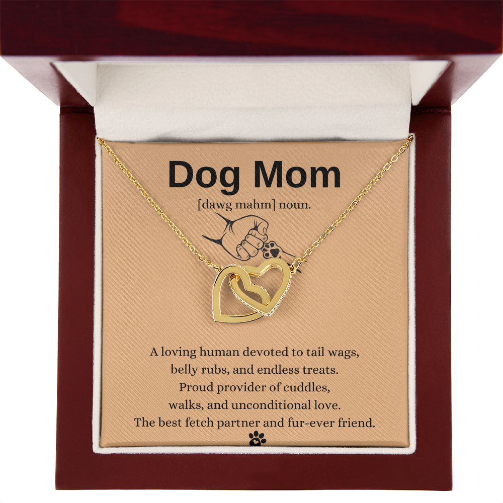 Dog Mom Interlocking Heart Necklace | Meaningful Gift for Pet Lovers