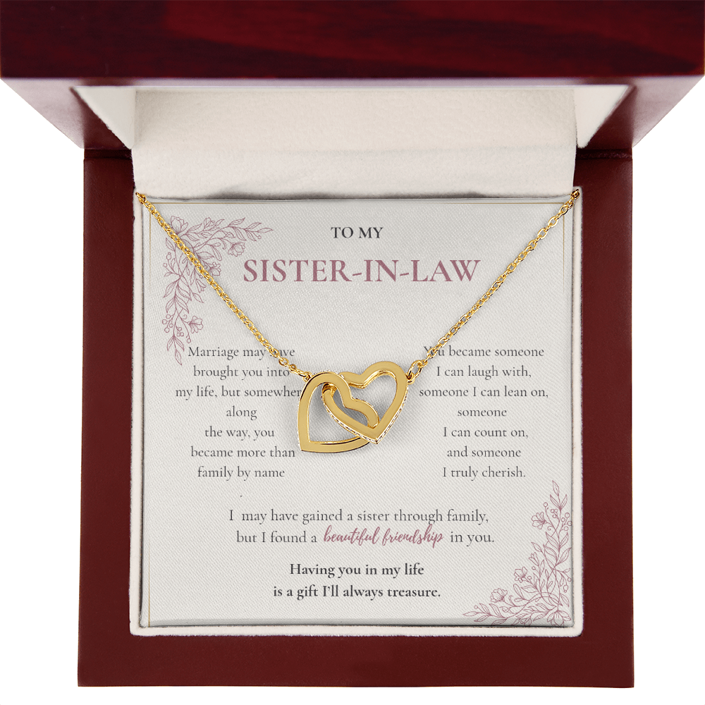 Sister-in-Law Necklace Gift - Interlocking Hearts