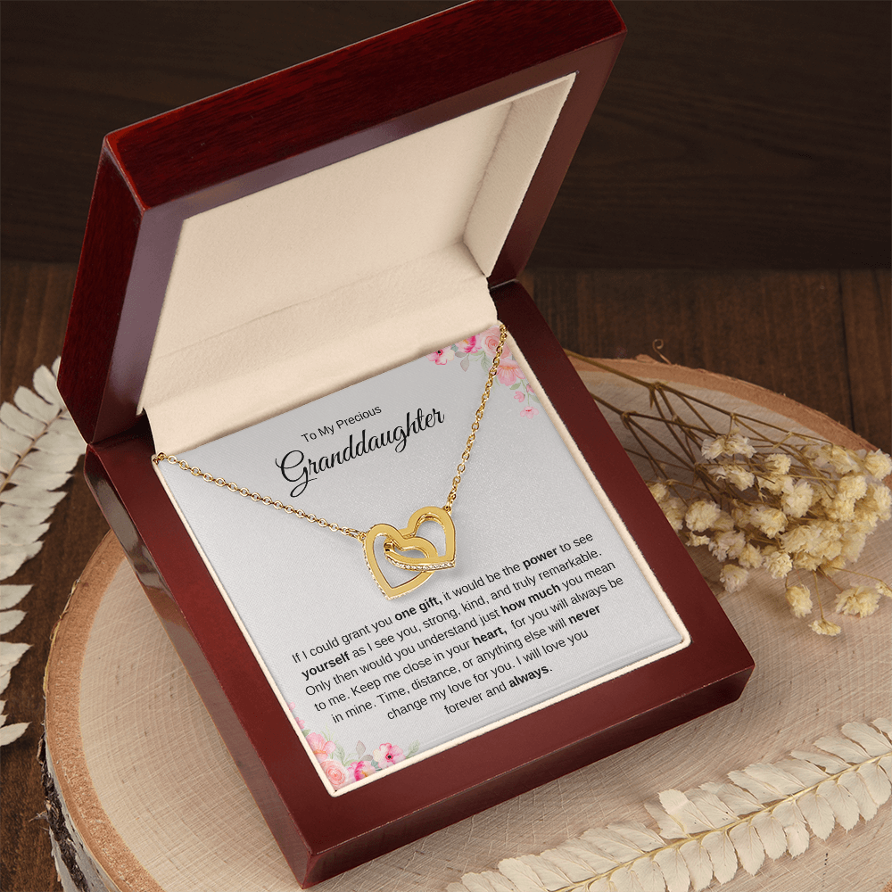 To My Precious Granddaughter Interlocking Heart Necklace – Meaningful Gift of Love