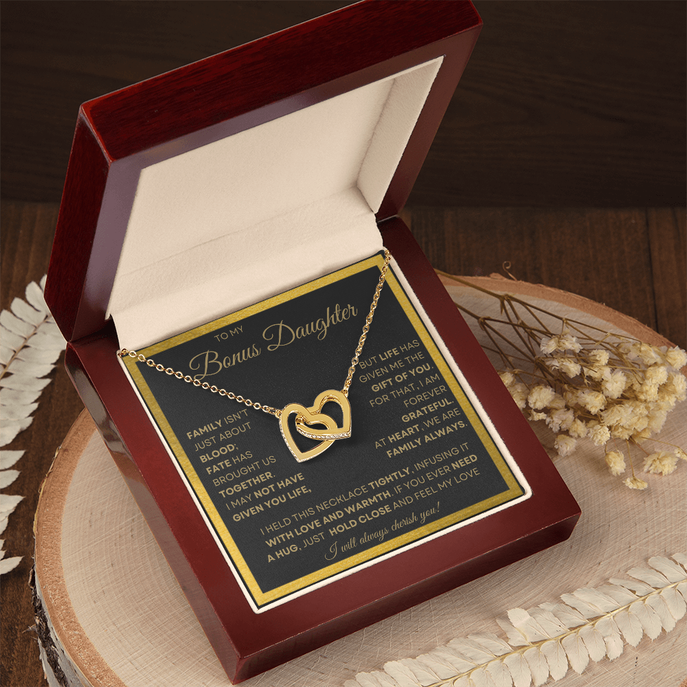 To My Bonus Daughter Interlocking Heart Necklace – A Forever Bond of Love