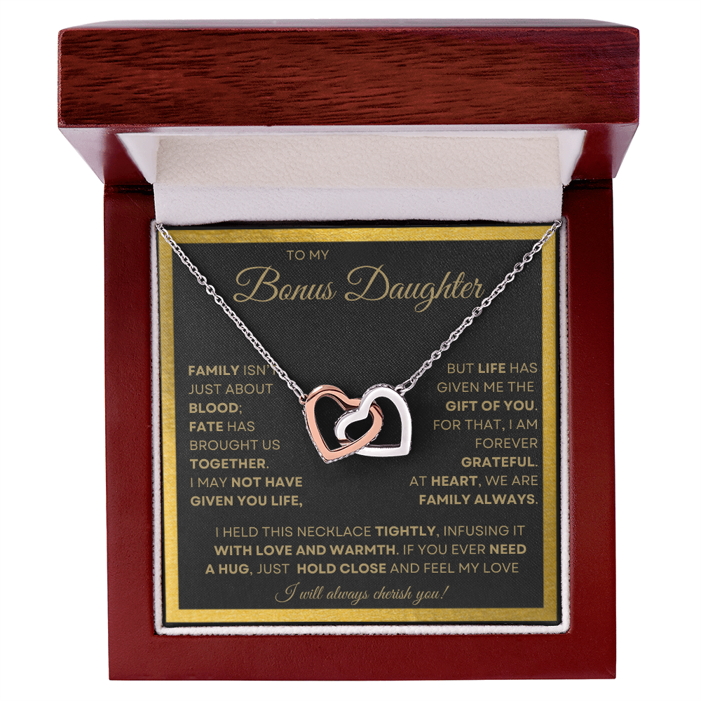 To My Bonus Daughter Interlocking Heart Necklace – A Forever Bond of Love