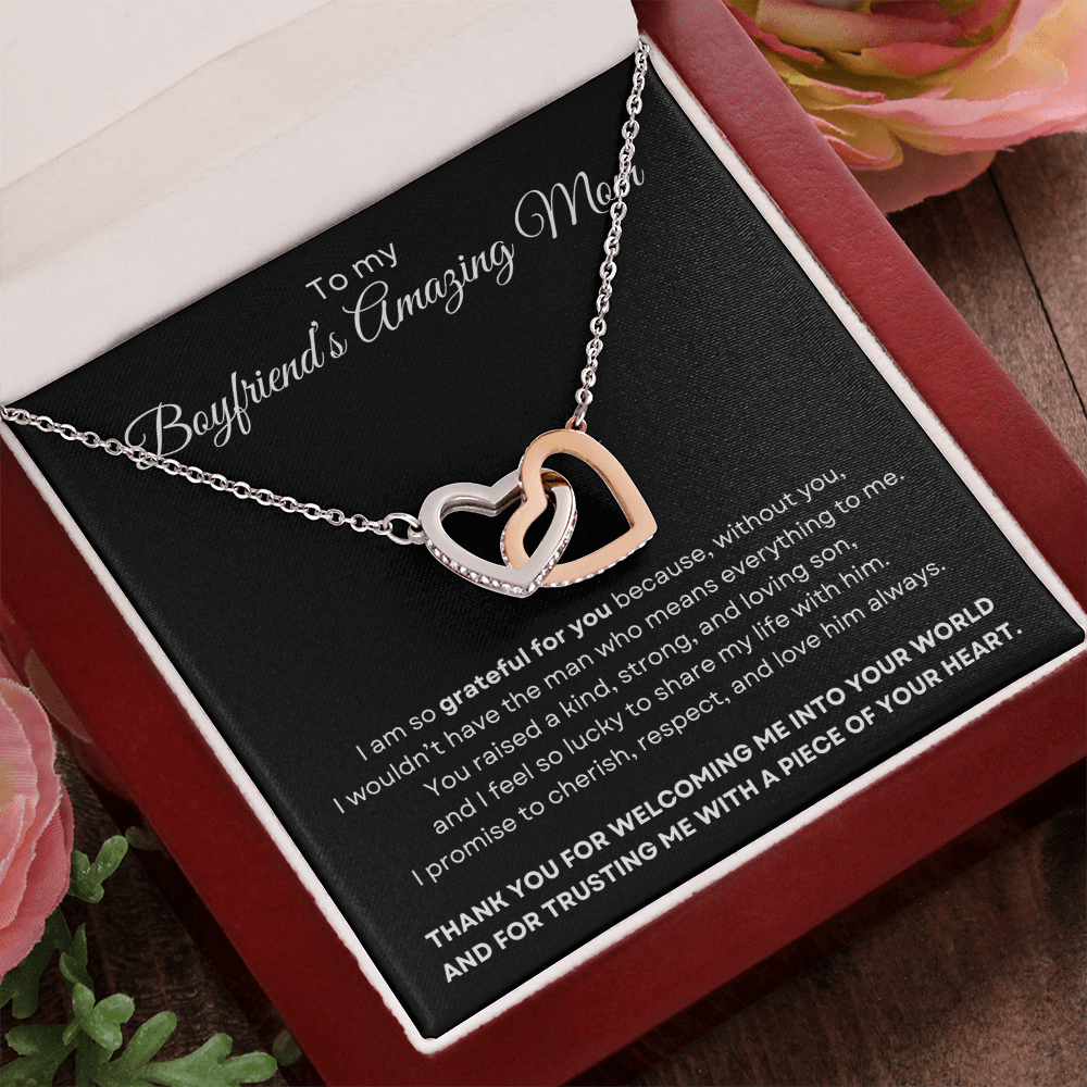 To My Boyfriend’s Amazing Mom - Interlocking Heart Necklace | Thoughtful Gift