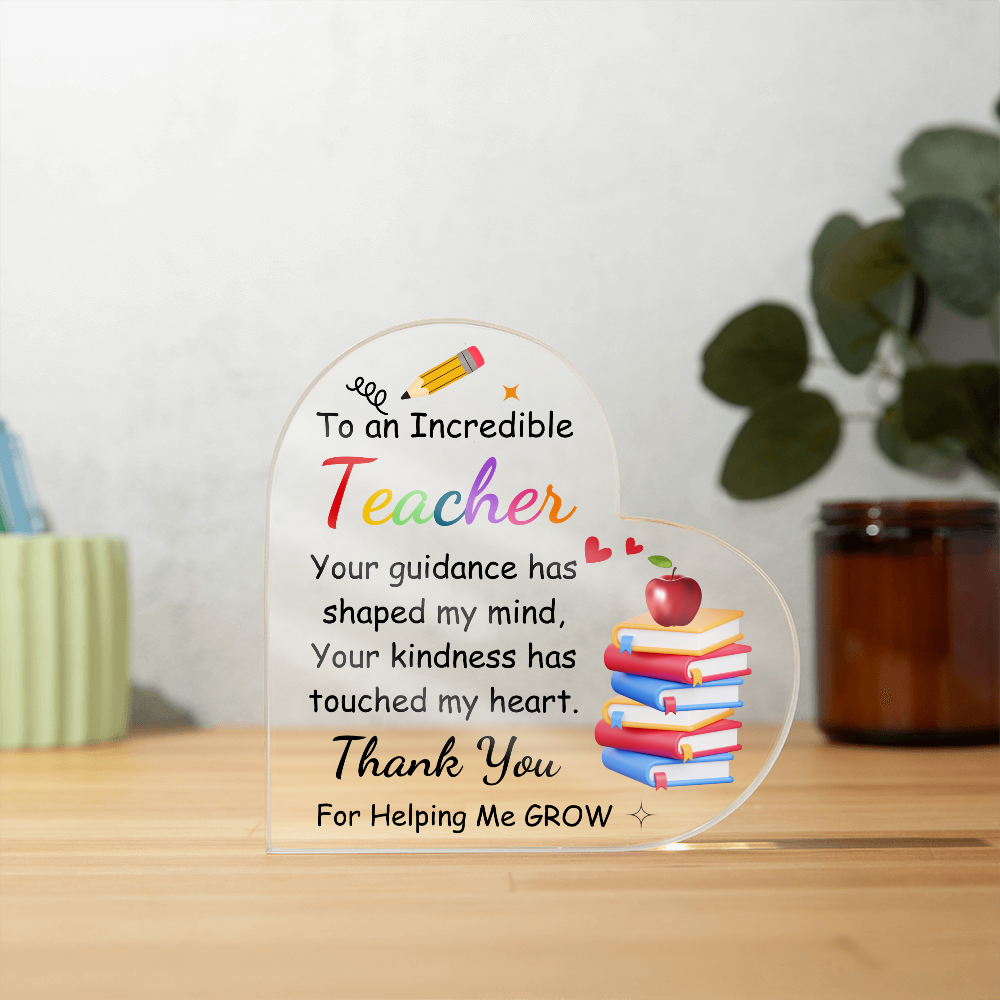 Incredible Teacher Heart Plaque | Personalized Educator Appreciation Gift