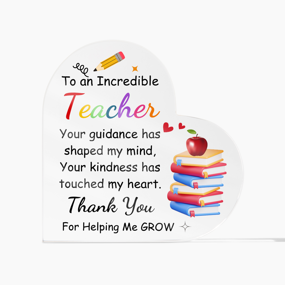 Incredible Teacher Heart Plaque | Personalized Educator Appreciation Gift