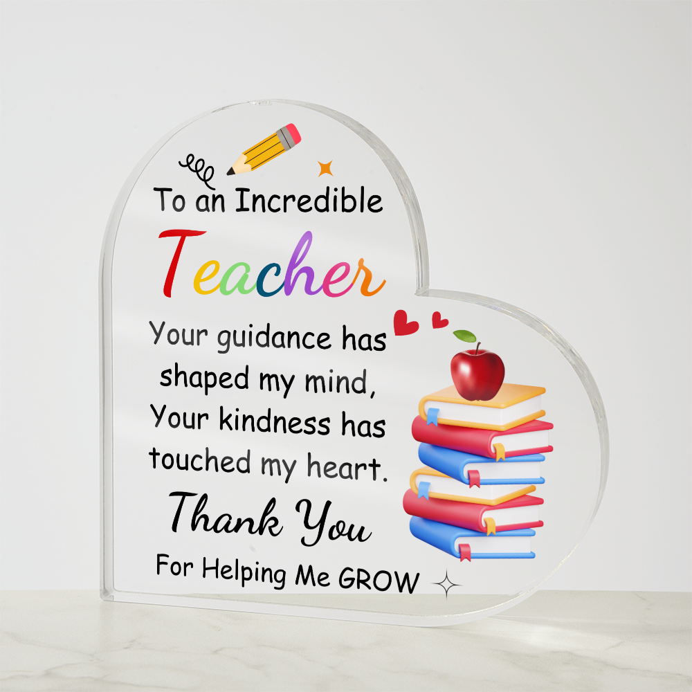 Incredible Teacher Heart Plaque | Personalized Educator Appreciation Gift