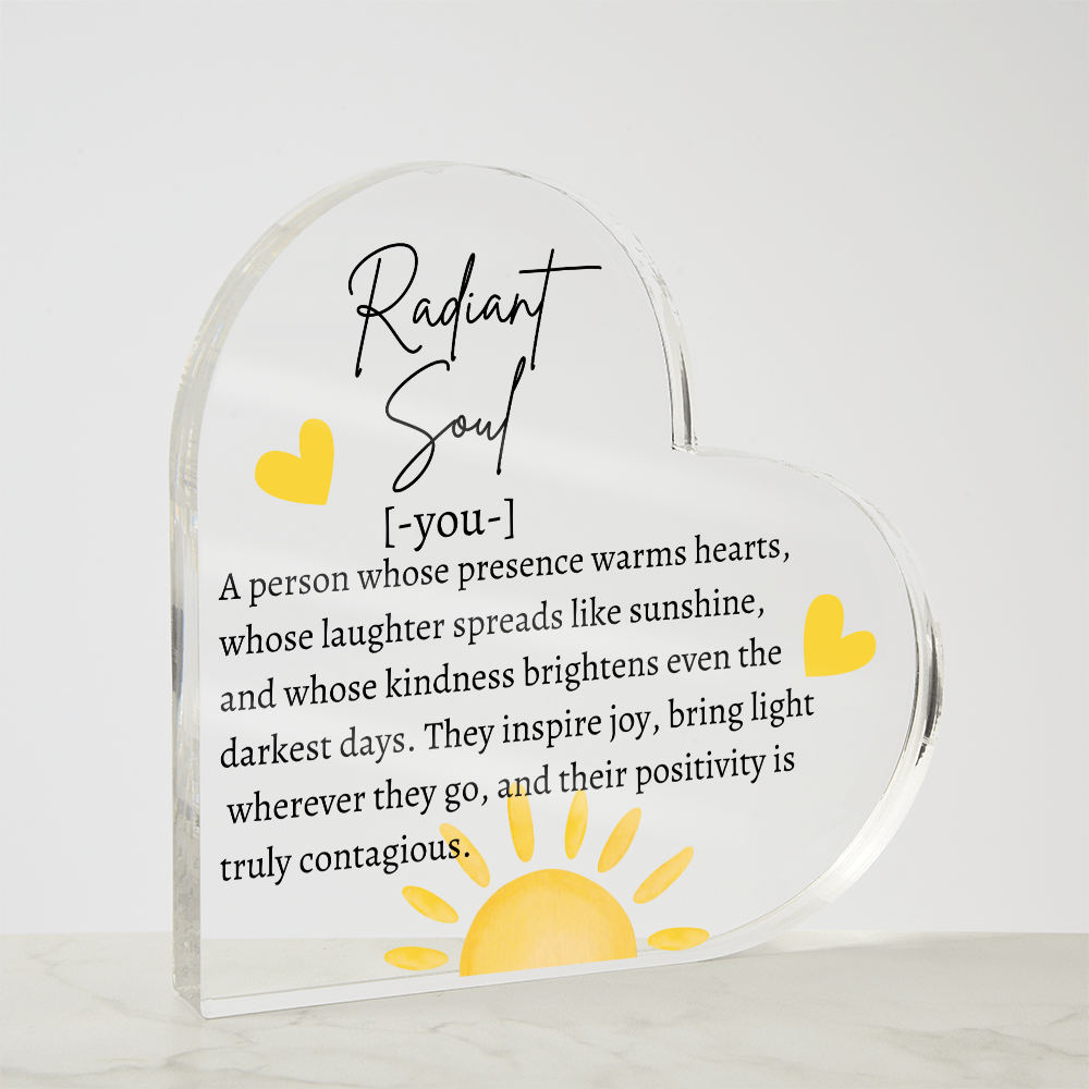 Radiant Soul Heart-Shaped Acrylic Plaque – Inspirational Crystal-Clear Keepsake Gift