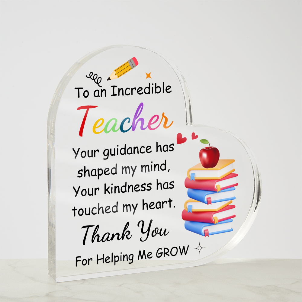 Incredible Teacher Heart Plaque | Personalized Educator Appreciation Gift