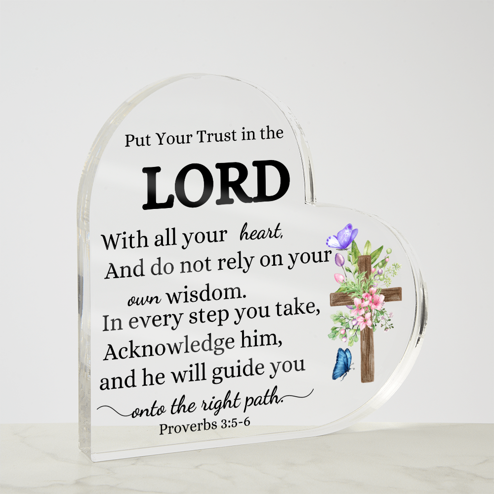 Inspirational Heart-Shaped Acrylic Plaque – 'Put Your Trust In The Lord' Scripture Gift