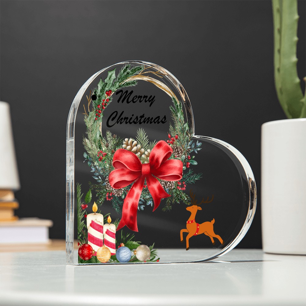 Heart-Shaped Acrylic Christmas Plaque – Elegant Seasonal Home Décor