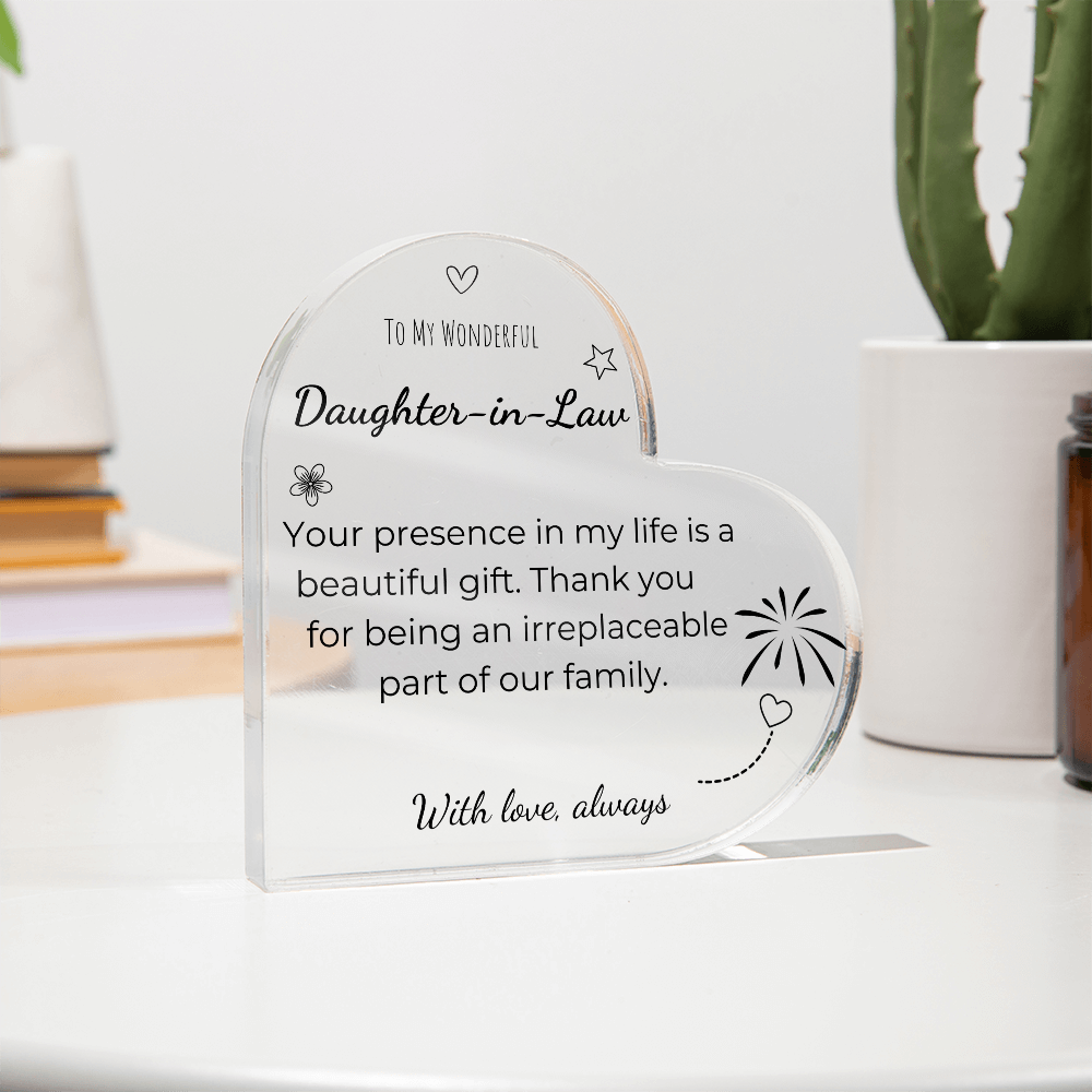 To My Wonderful Daughter-In-Law – Heartfelt Acrylic Plaque Gift