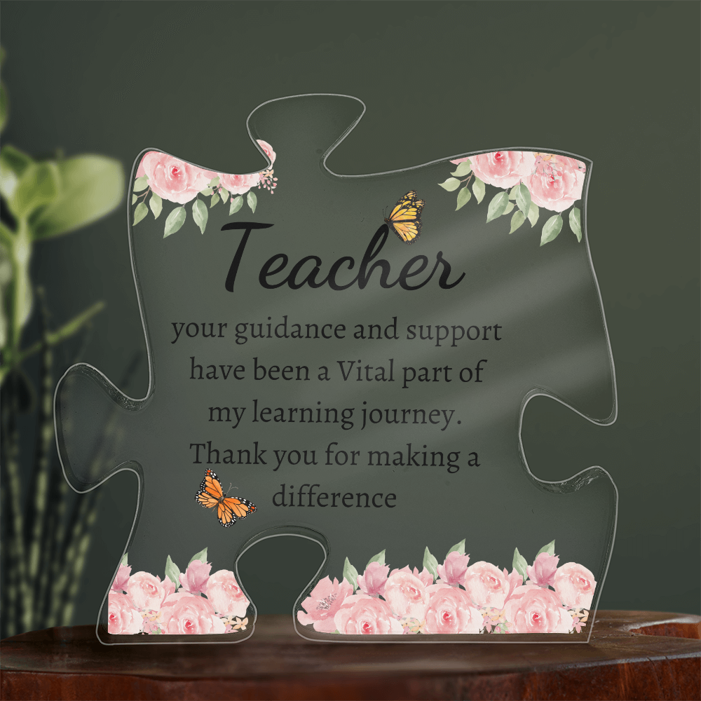 Teacher Appreciation Acrylic Puzzle Plaque | Unique Educator Thank You Gift