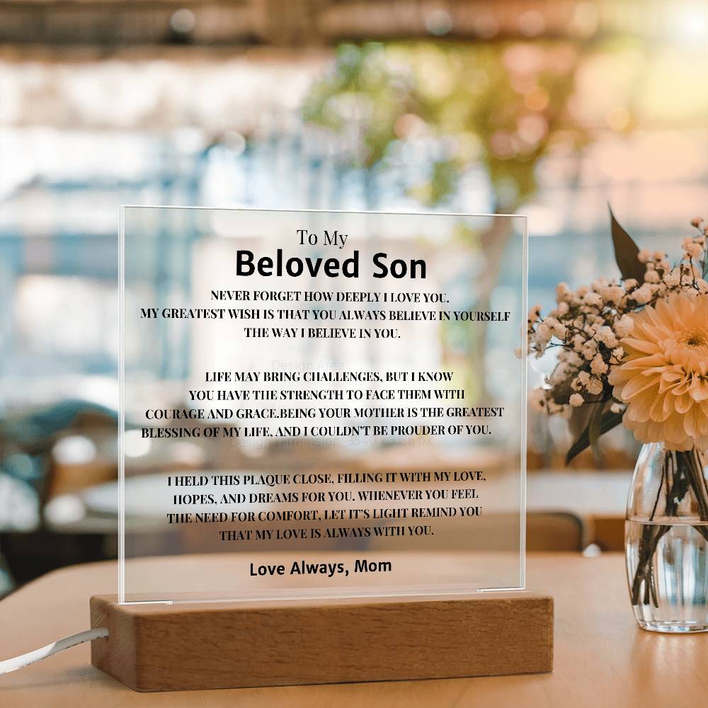 To My Son Gift - Personalized Acrylic Plaque for Special Moments