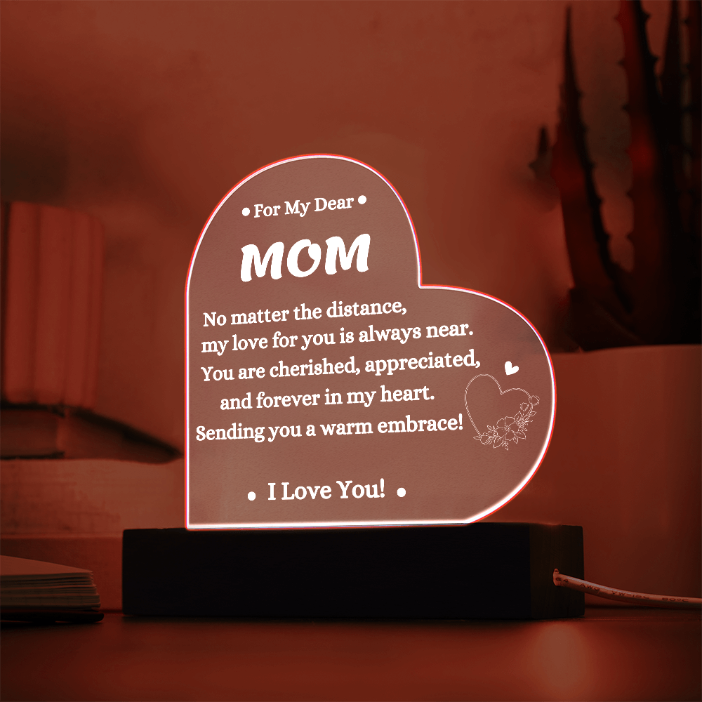 For My Dear Mom - Printed Heart Plaque | A Loving Keepsake for Mom