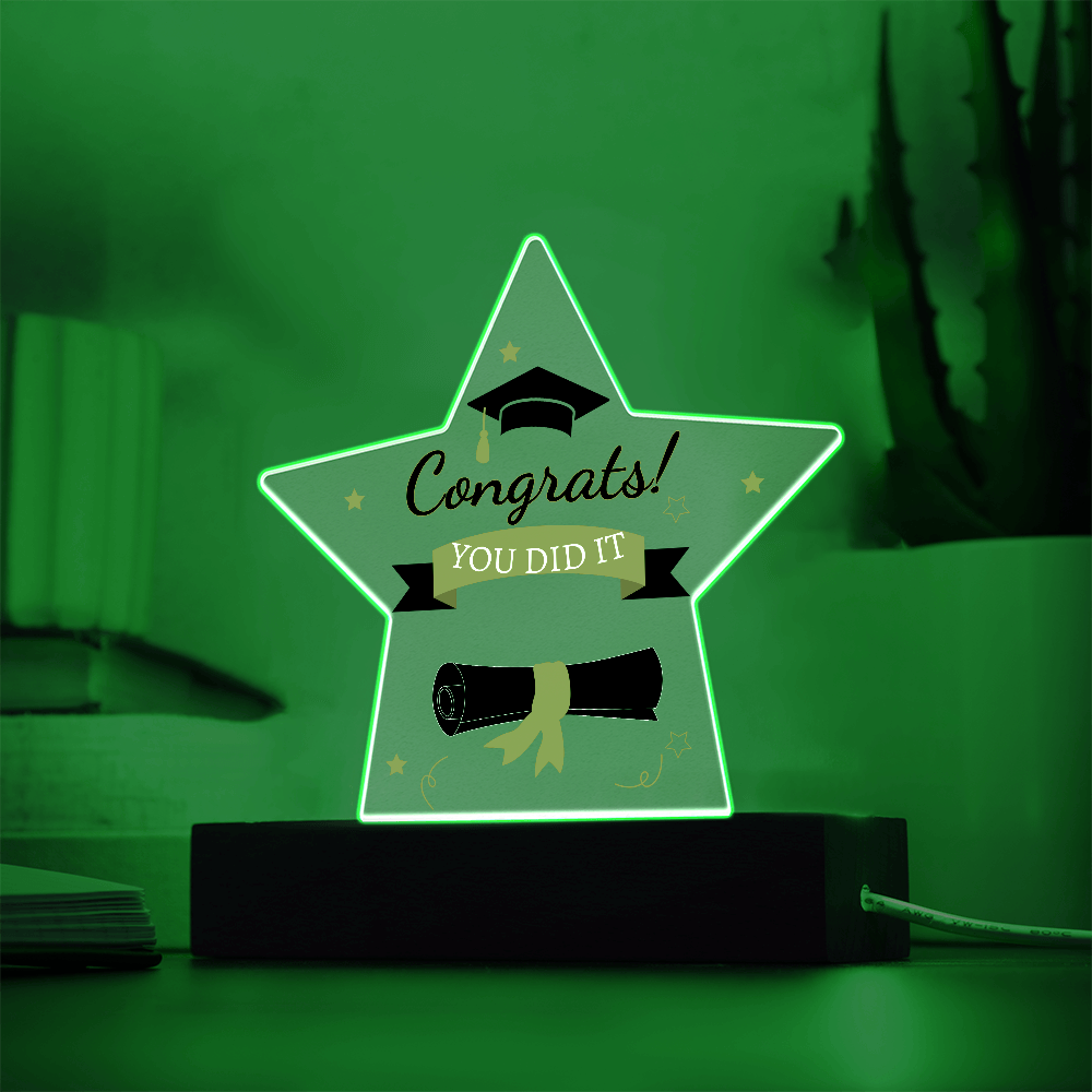 Congrats You Did It! Illuminated Star Plaque | 2025 Graduation Achievement Gift