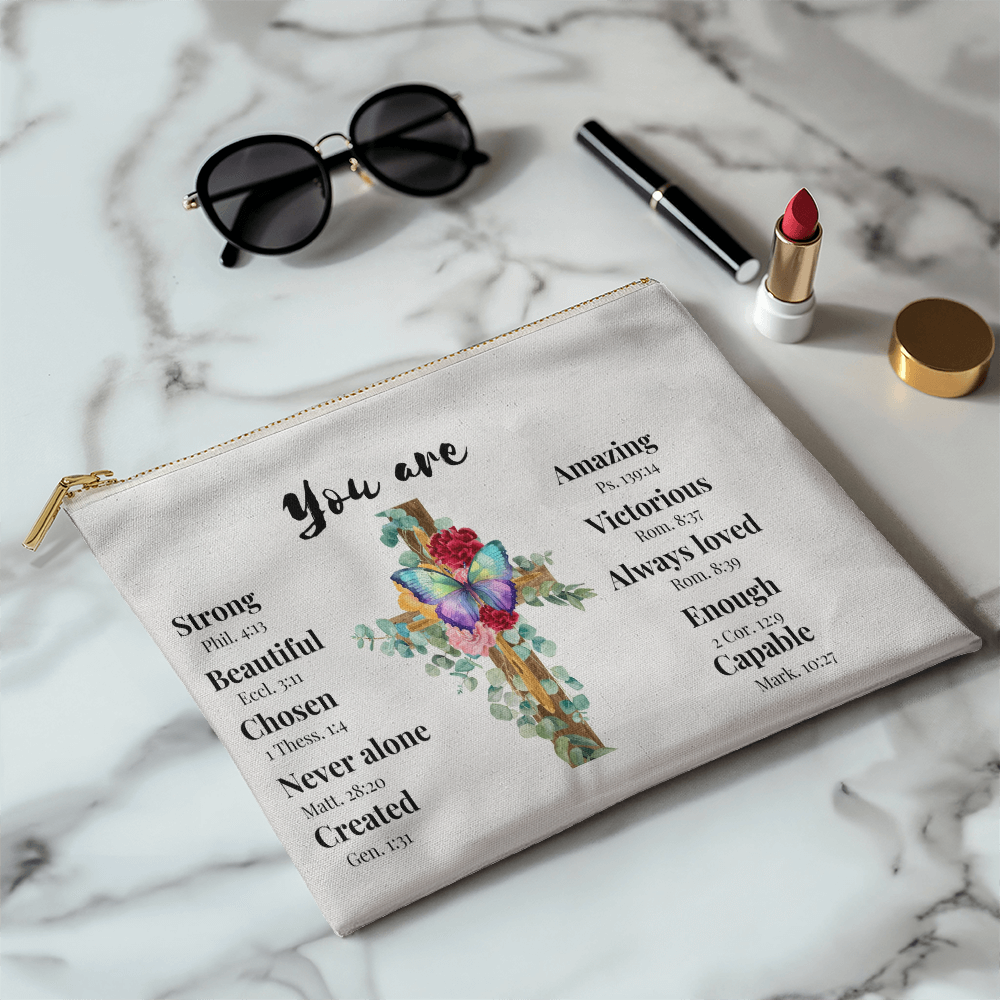 You Are Inspirational Large Zippered Pouch - Double-Sided Print