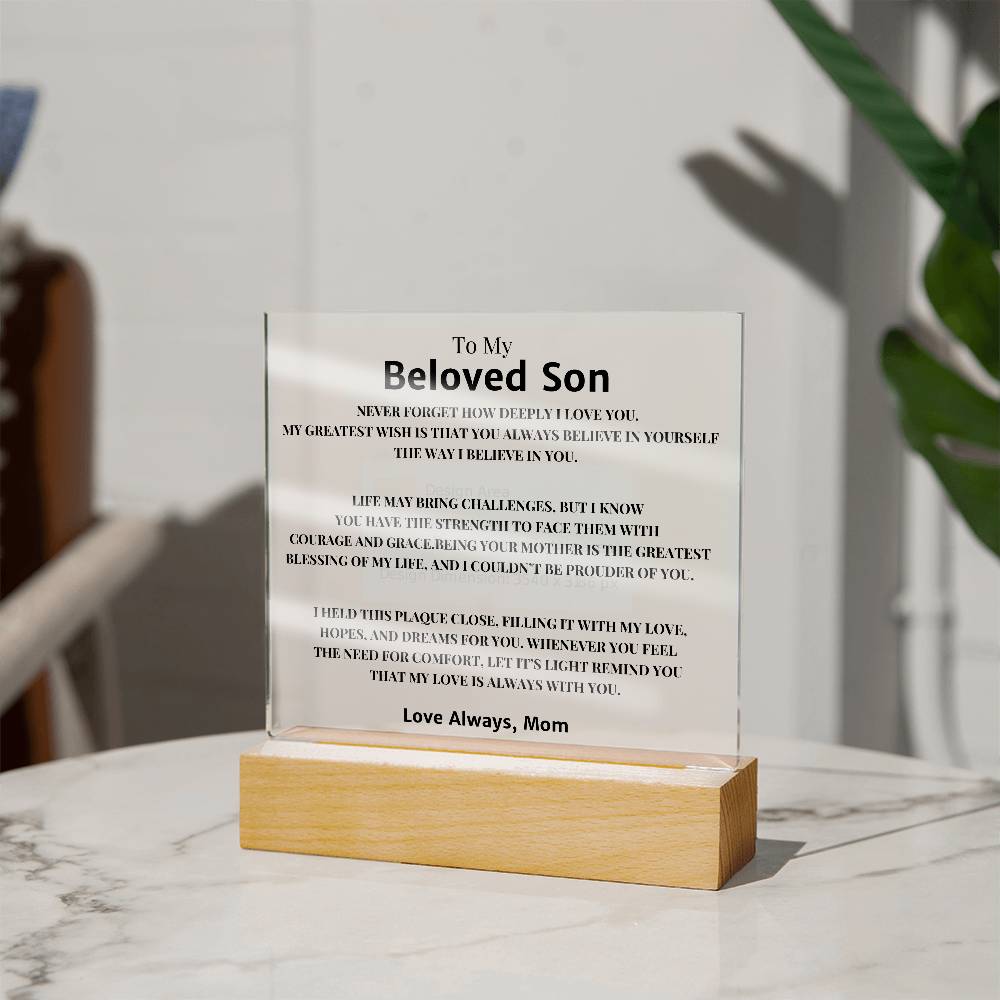 To My Son Gift - Personalized Acrylic Plaque for Special Moments